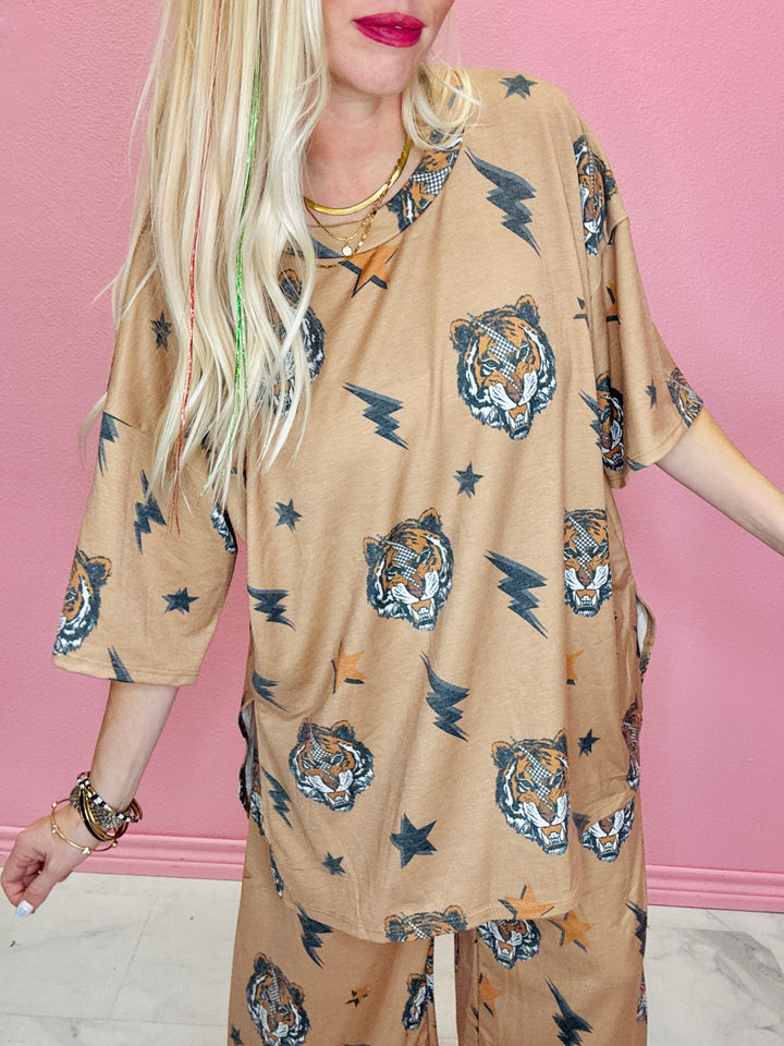 Mocha The Ellie Tiger Print Set