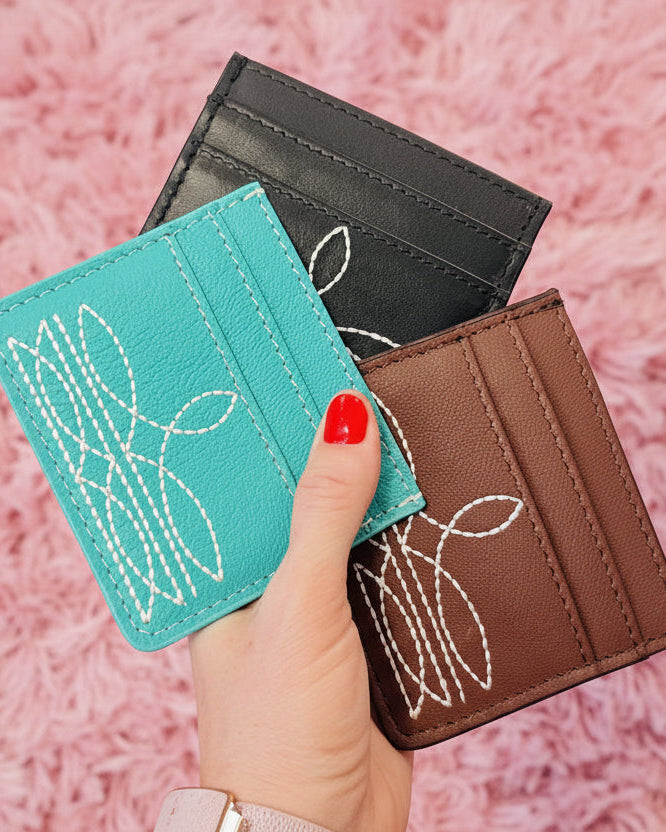 Genuine Leather Boot Stitch Card Holder