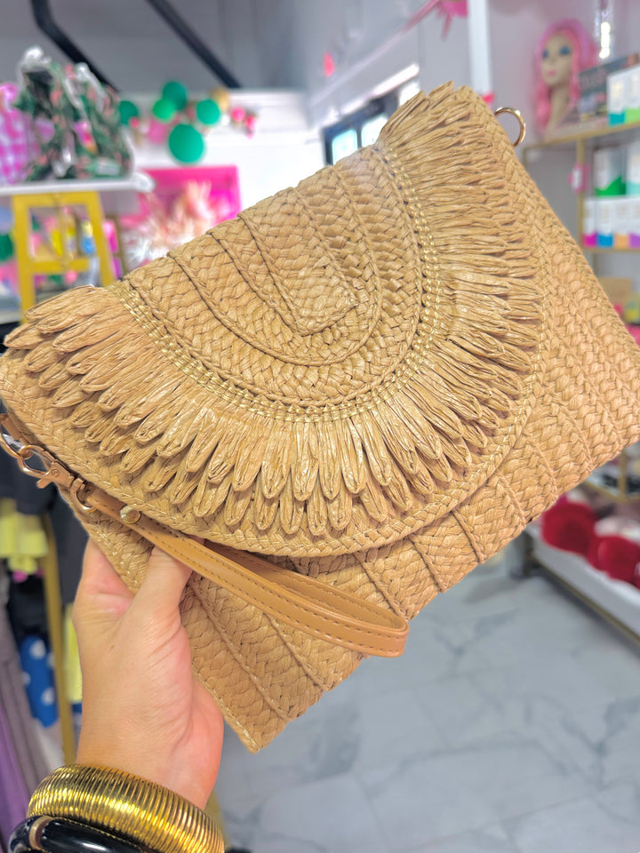 Boho Whisper Woven Envelope Clutch