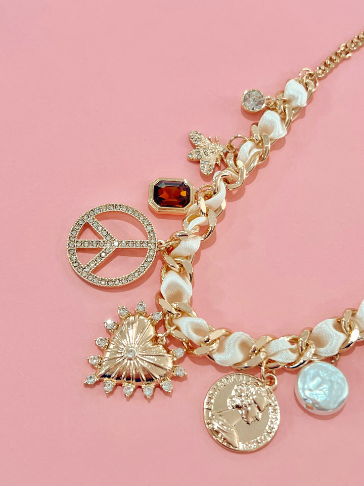 Soft Bloom Ribbon Charm Necklace