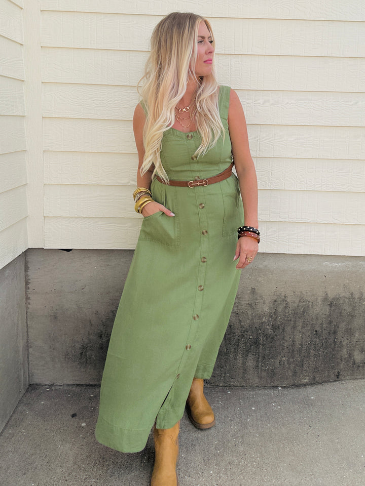 Olive Romance Midi Dress