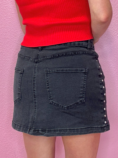 The Daisy High Waist Black Denim Skirt