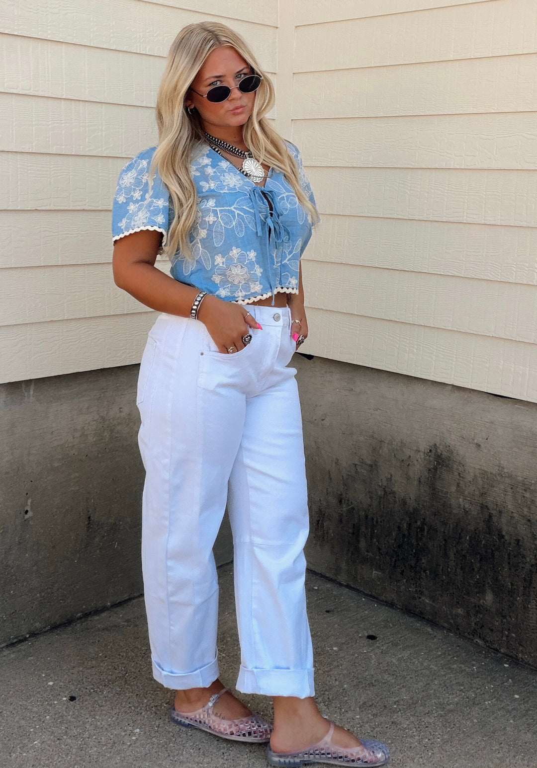 Bloom & Breeze Tie Front Crop Top