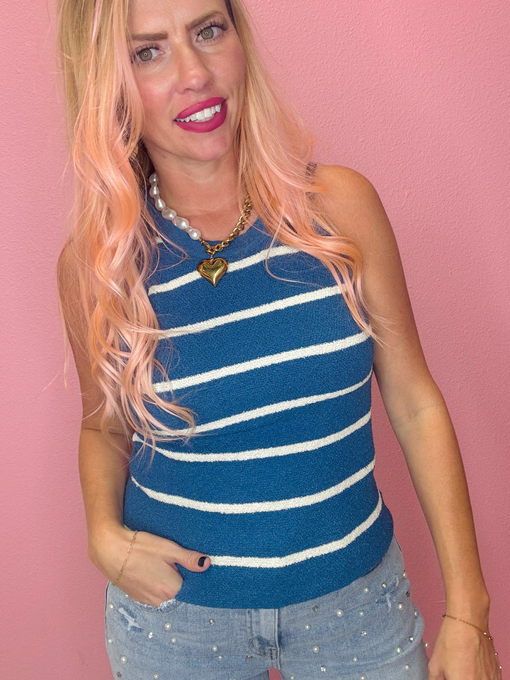 The Coastal Stripes Sweater Tank