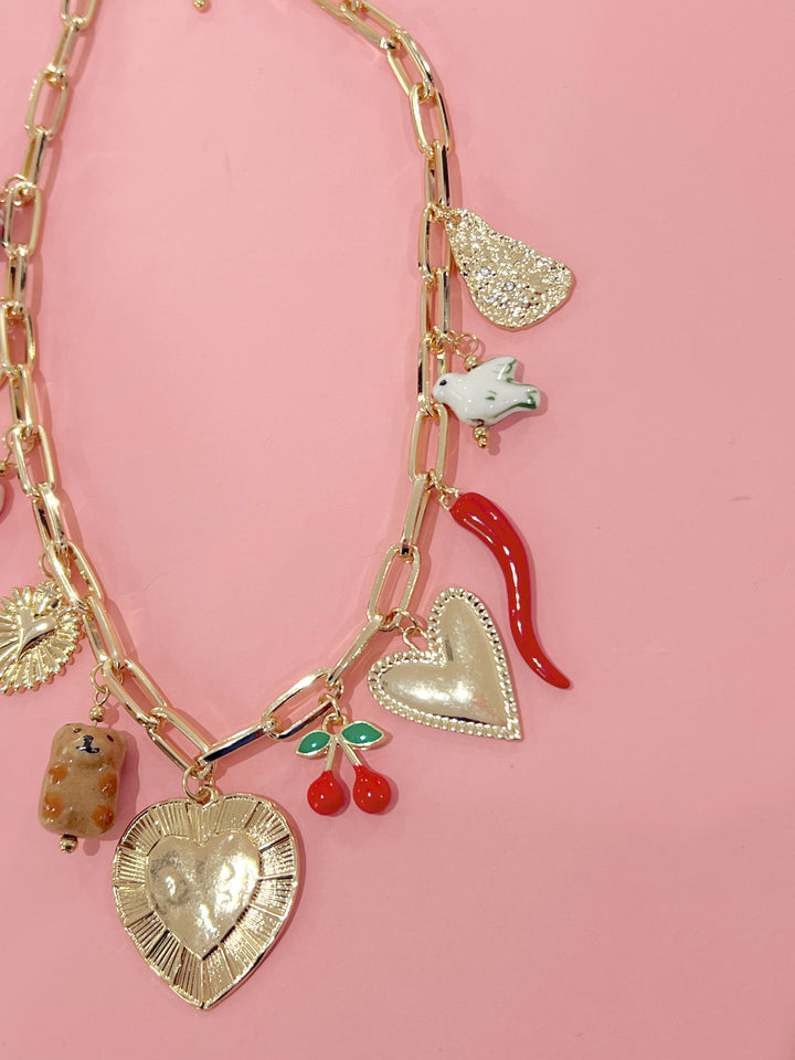 Peace and Love Charm Necklace