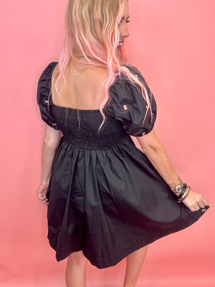 Game Day Puff Sleeve Babydoll Football Dress