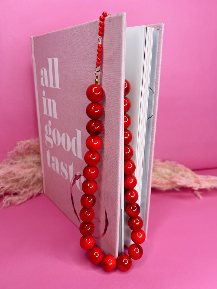 Red Hot Beaded Necklace