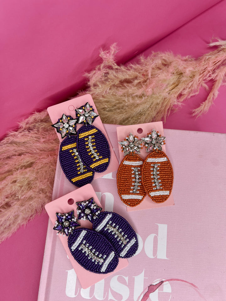 We've Got Spirit Beaded Football Earrings