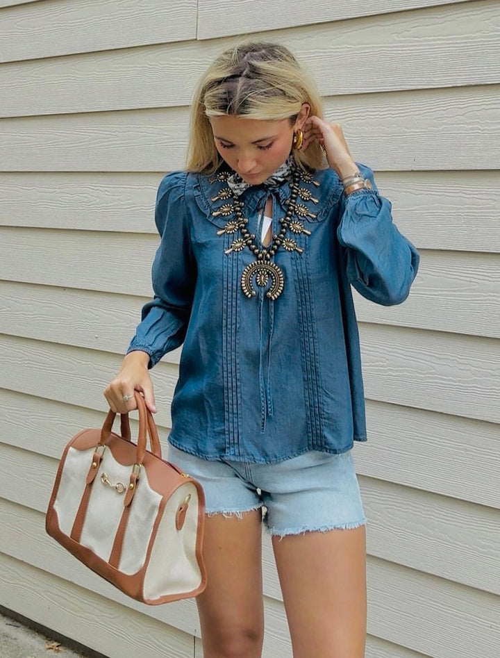 The Sweetheart Denim Blouse