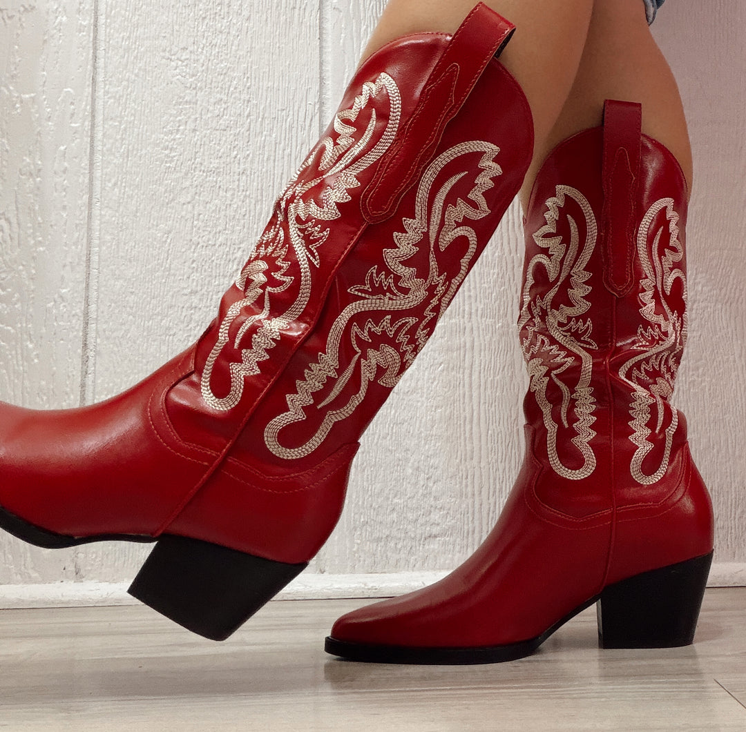 The Amaya Cherry Cowboy Boot
