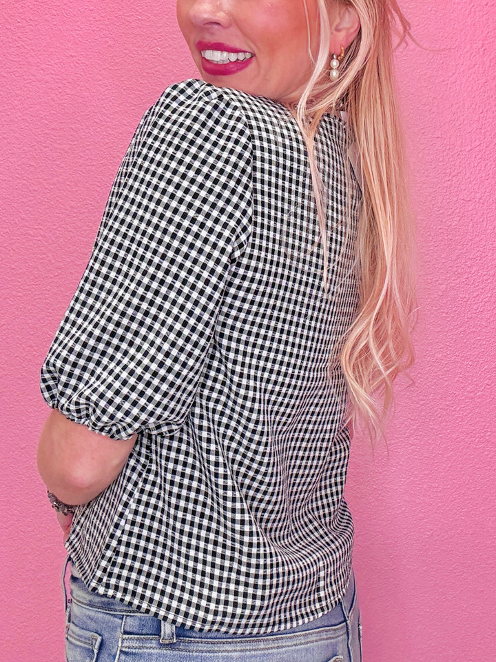 The Gingham Tie Top
