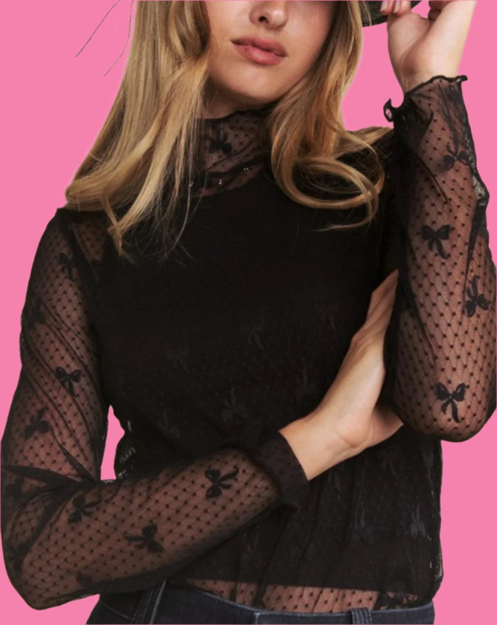 Bow Mesh Lace Top