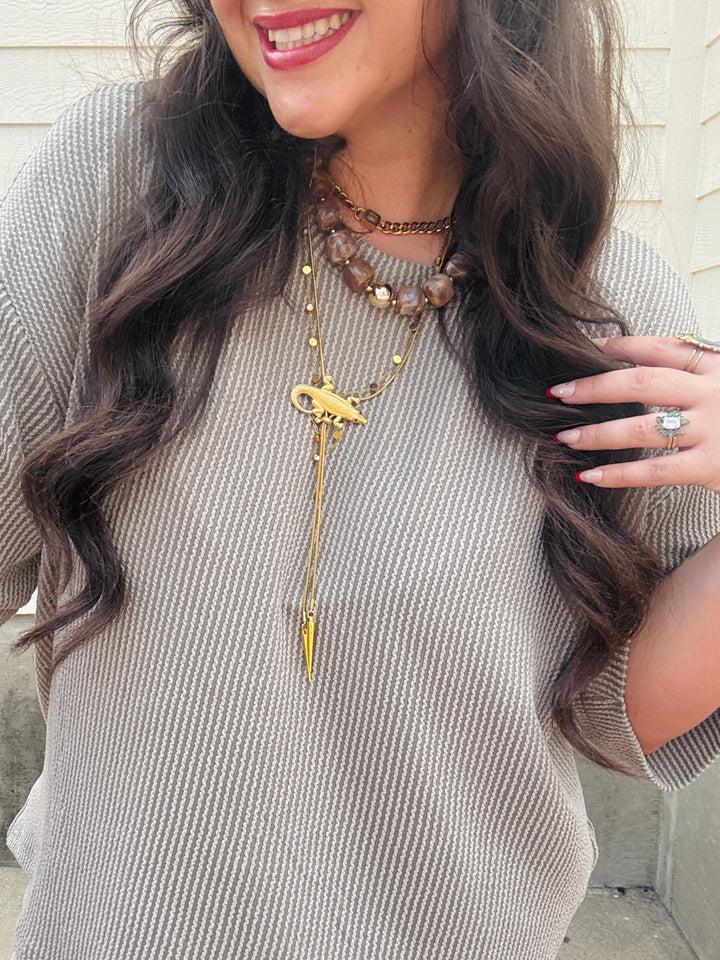Alligator Gold Bolo Tie
