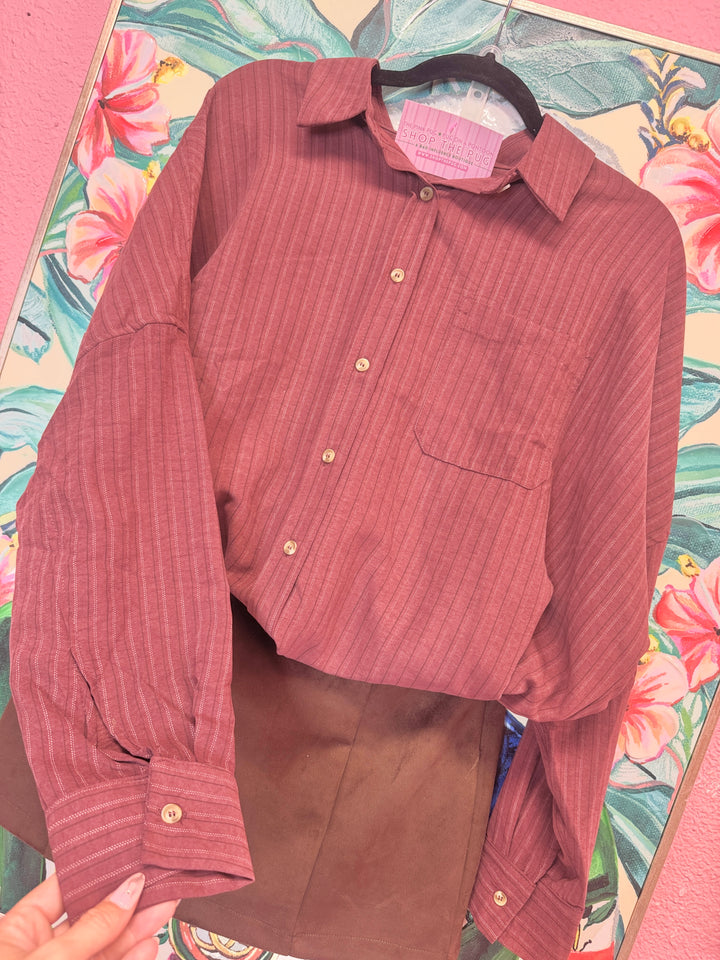 Stripe & Shine Button-Up Top