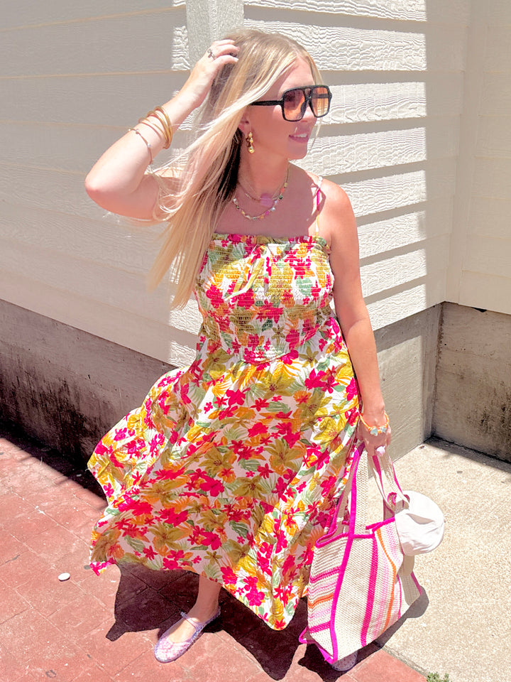 Tropical Temptation Ruffle Midi Dress