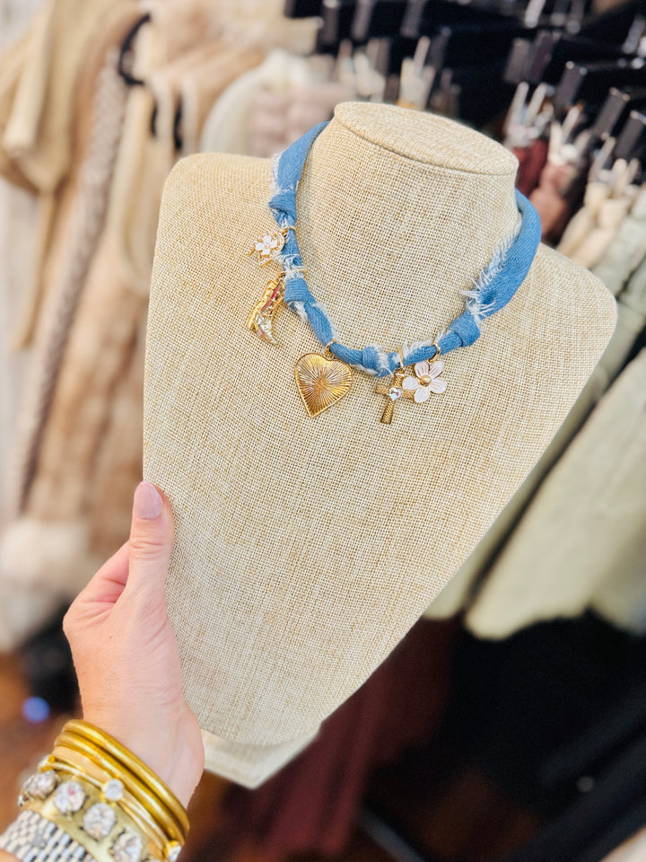 Denim Charm Necklace