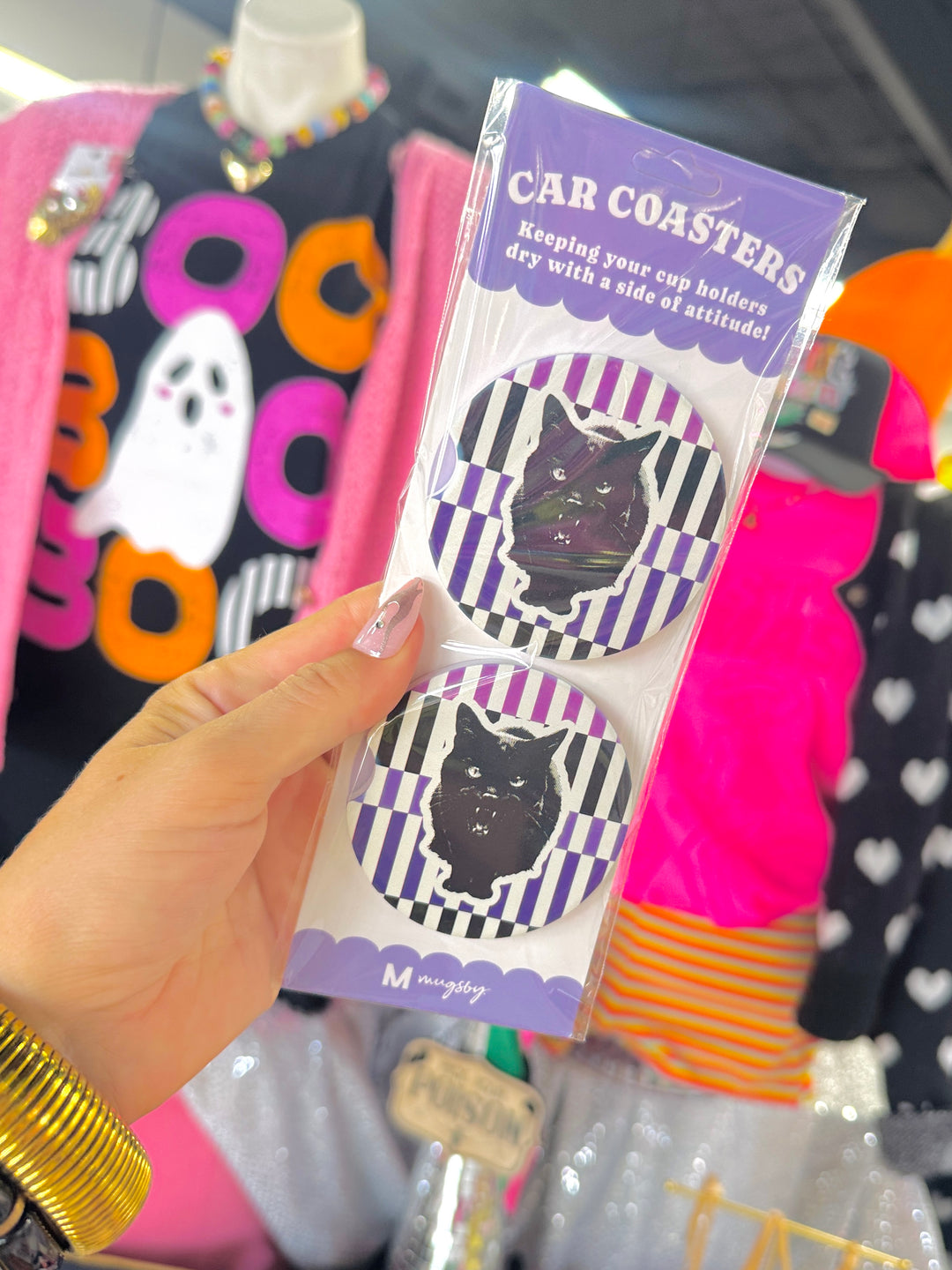 Black Cat Car Coasters