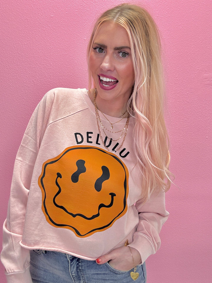 Delulu Pink Oversized Crop Top