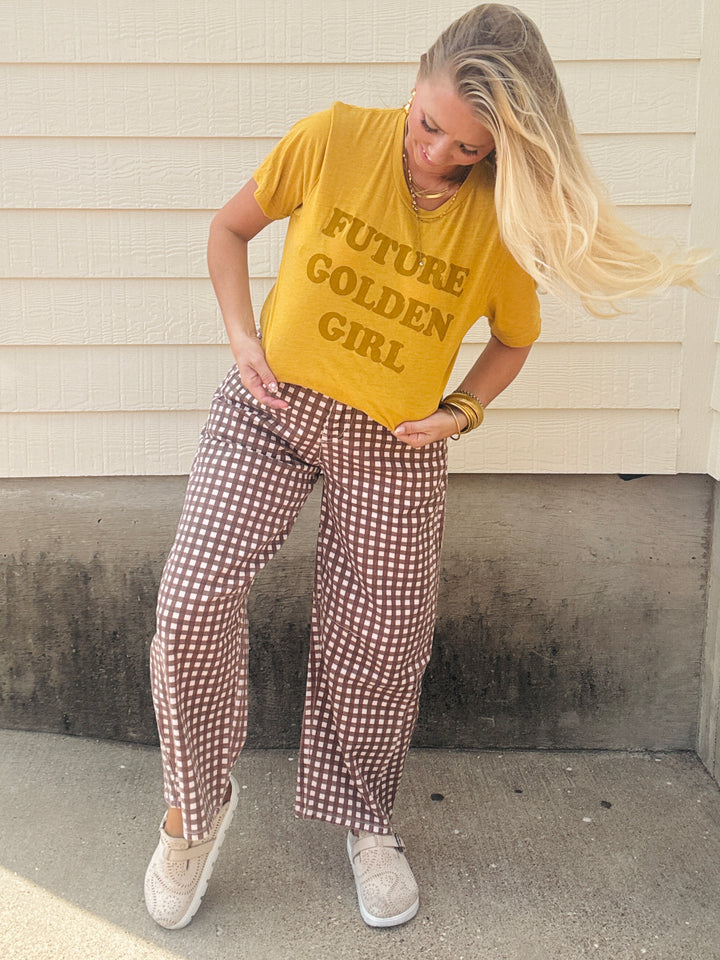 Fall in Love Gingham Barrel Pants