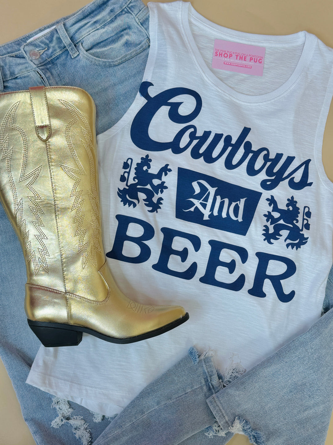 Cowboys and Beer Muscle Tank Top
