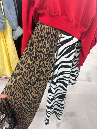 Half & Half Animal Cropped Pants