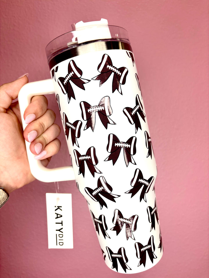 Football Bow 40 oz Tumbler