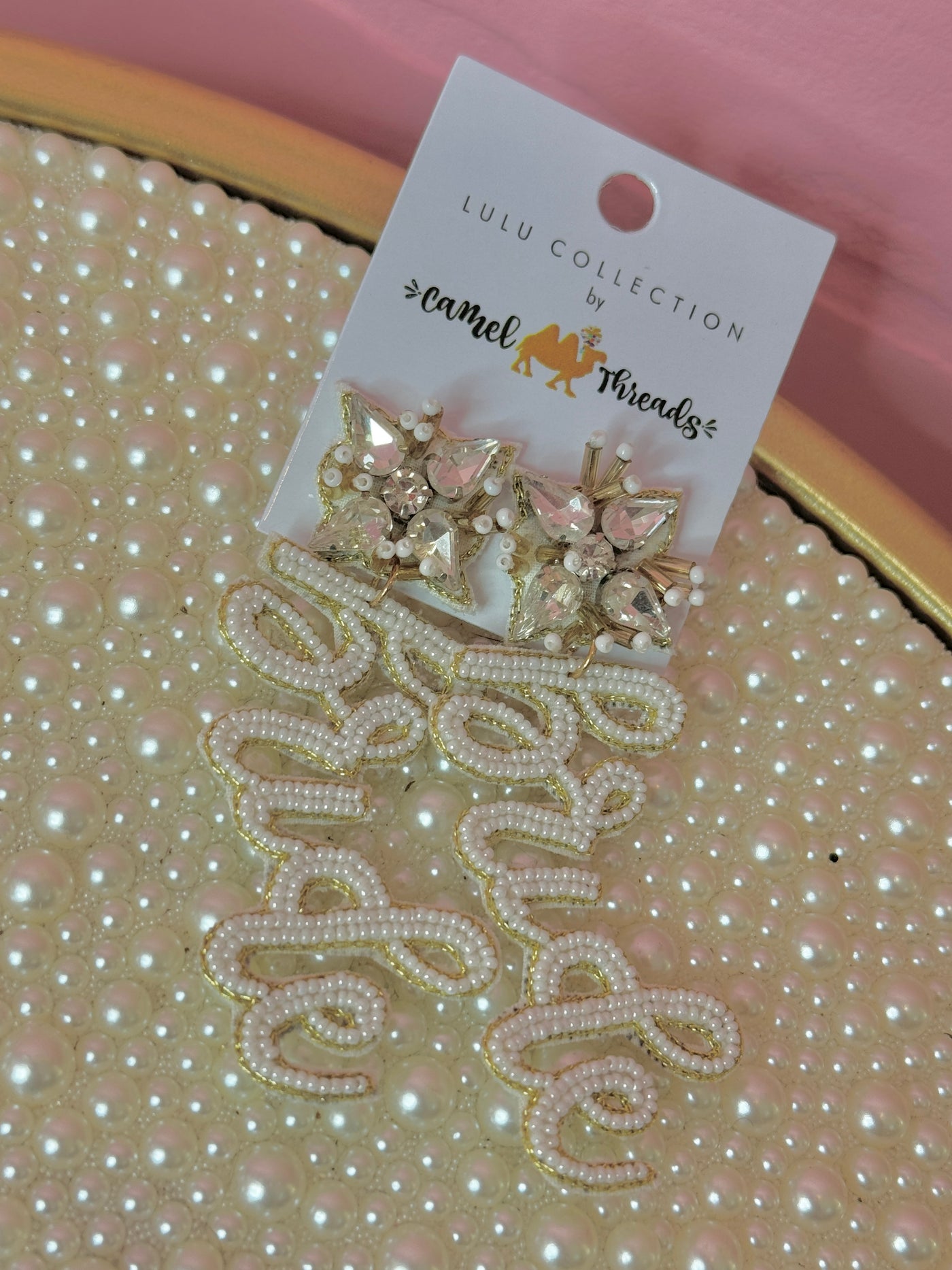 Bride White Beaded Earrings