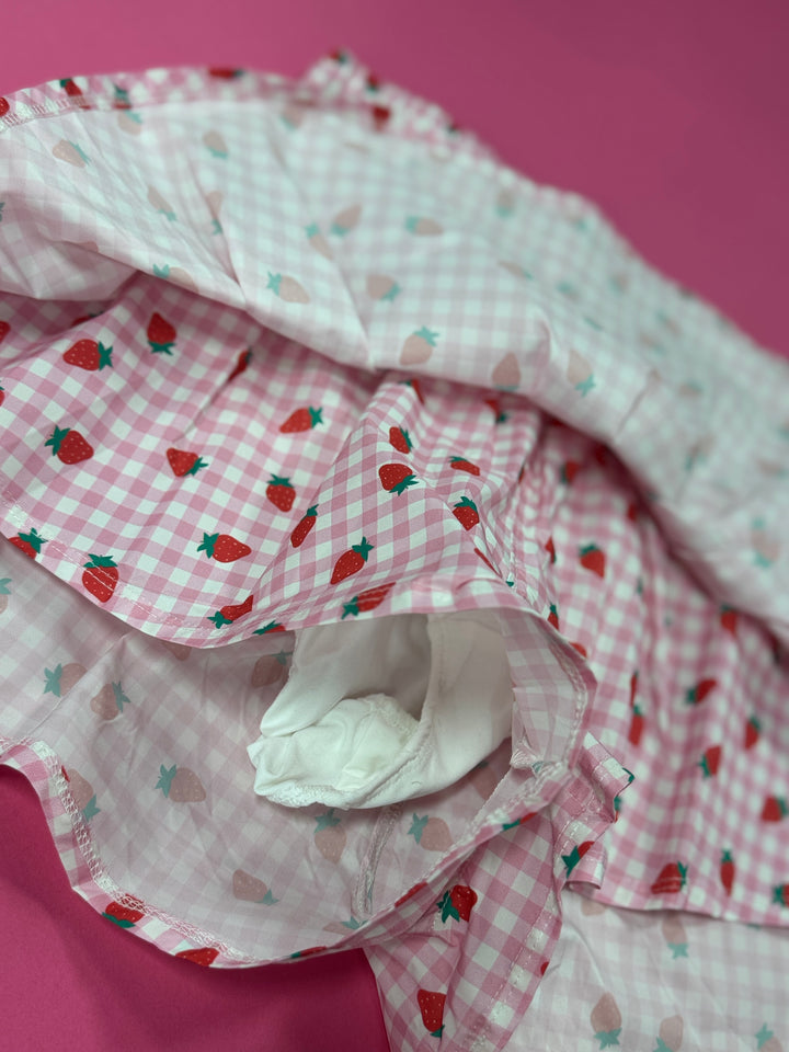Strawberry Gingham Sporty Skort