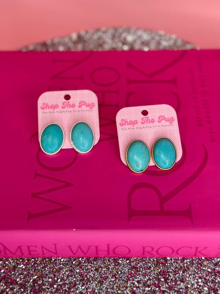 Oval Turquoise Smooth Studs
