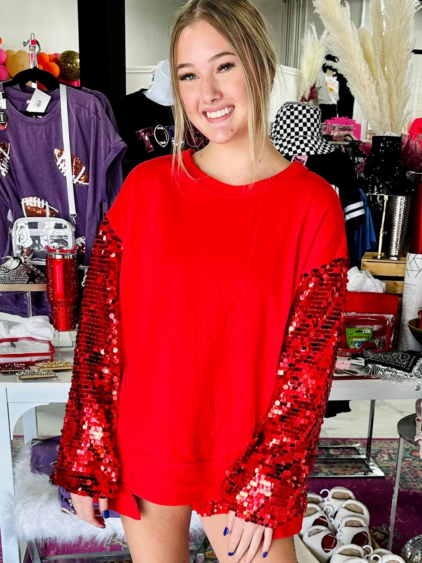 Adrenaline Rush Red Sequin Sweater