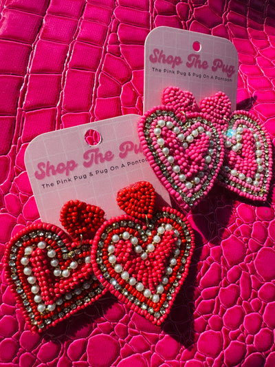 Beaded Heart Earrings