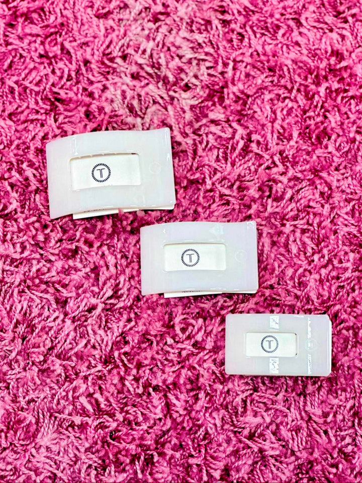Coconut White Flat Rectangle Hair Clip