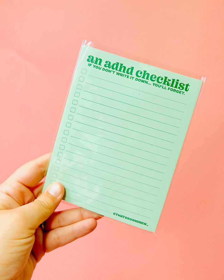 An ADHD Checklist Notepad