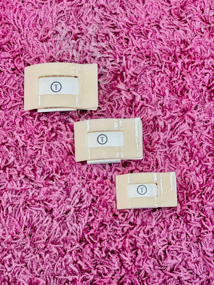 Almond Beige Flat Rectangle Hair Clip
