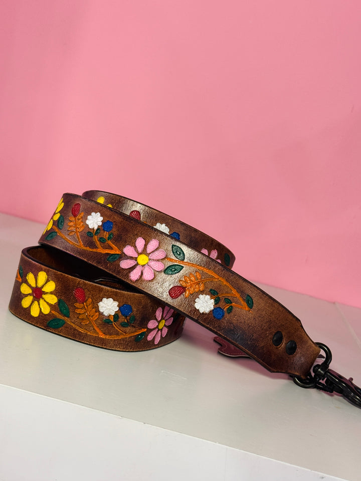 Hand Tooled Genuine Leather Crossbody Handle Strap