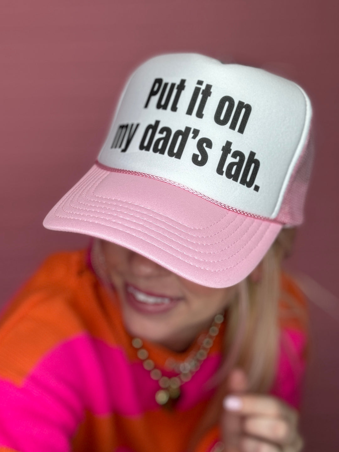 Put It On My Dad's Tab Trucker Hat