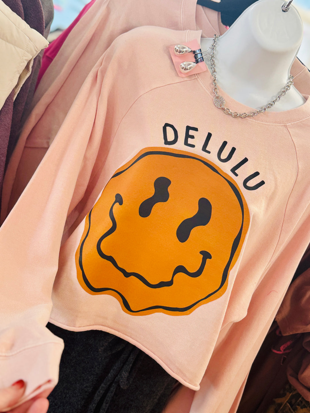 Delulu Pink Oversized Crop Top