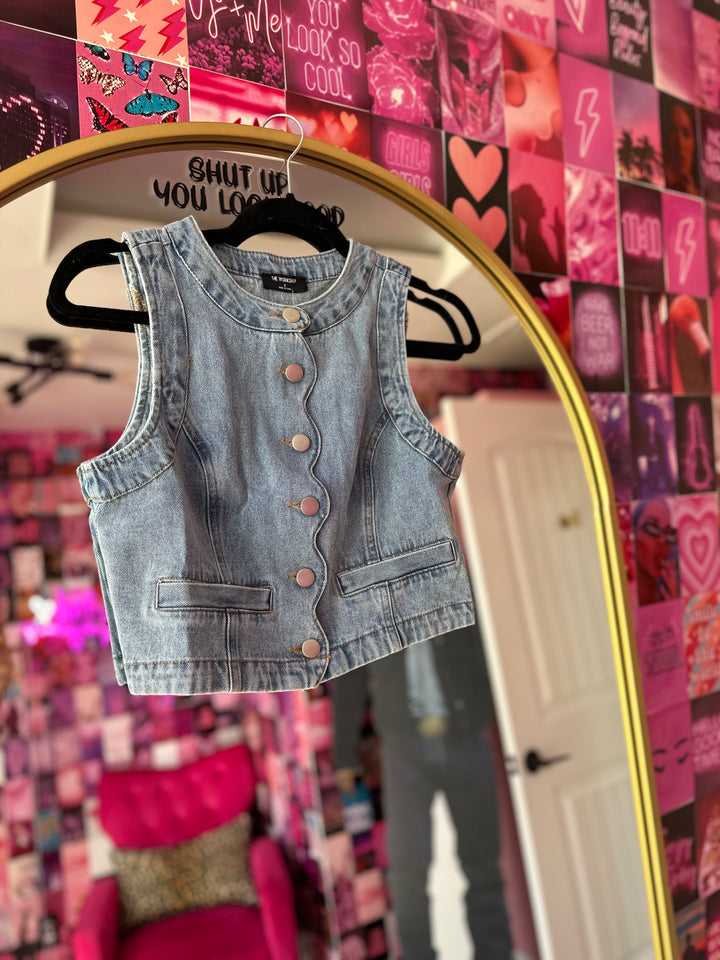 Scalloped Sweetheart Denim Vest