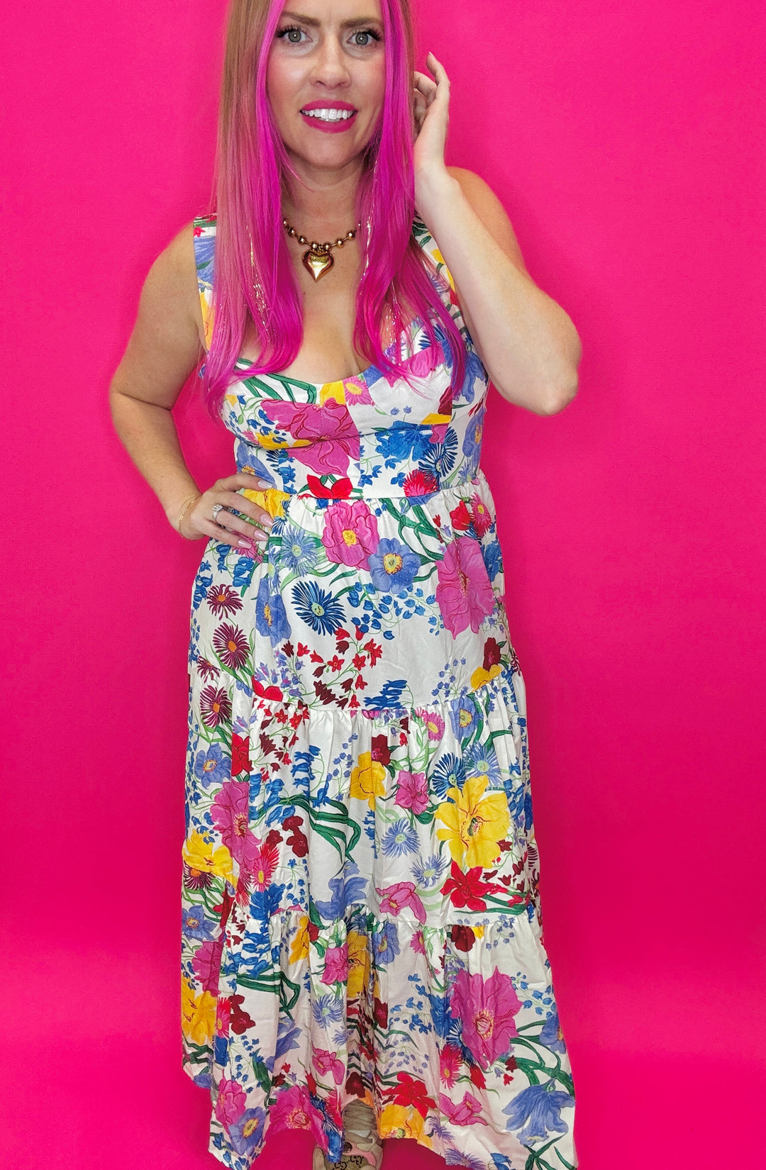 Floral Print Sleeveless Ruffle Dress