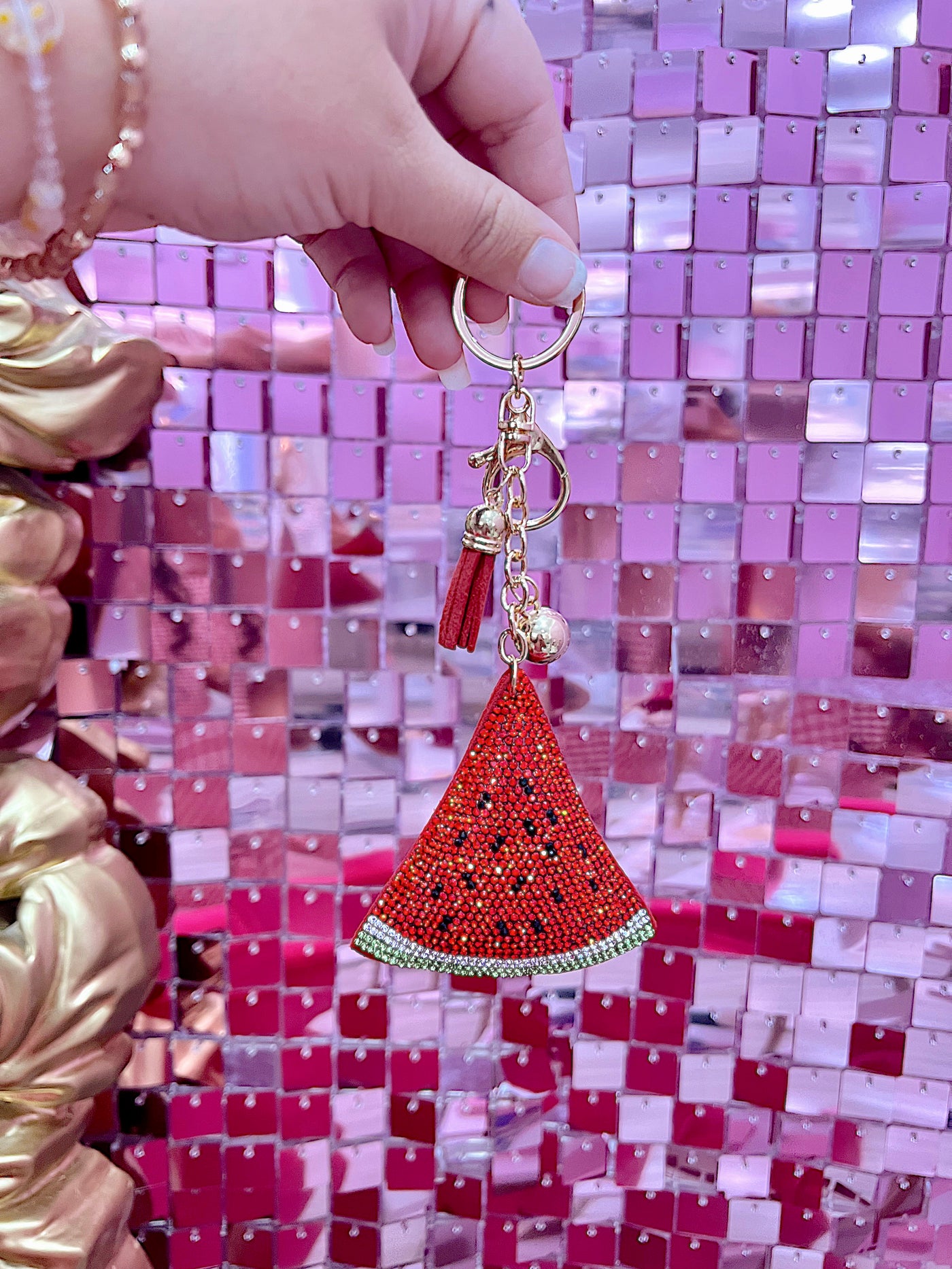 Watermelon Sugar Bedazzled Keychain