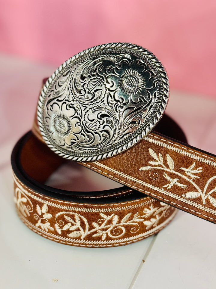 Saddle Stitch Embroidered Belt