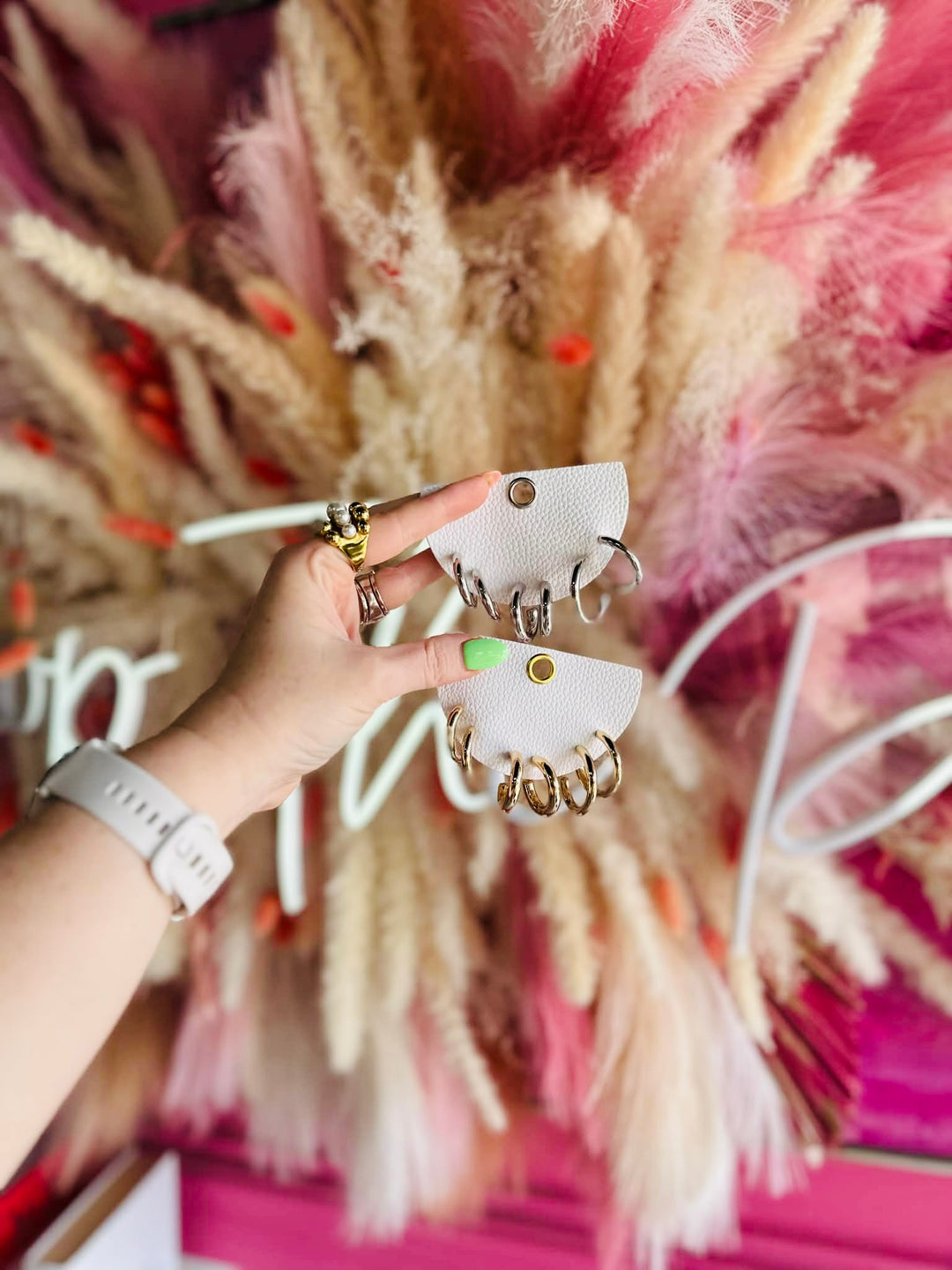 Tripe Charm Hoop Set