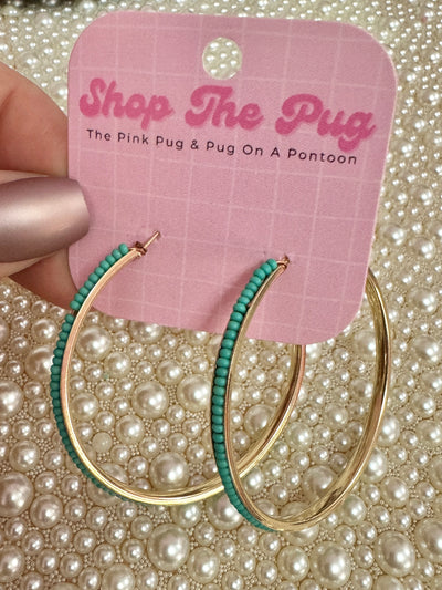 Turquoise Gold Hoop Earrings