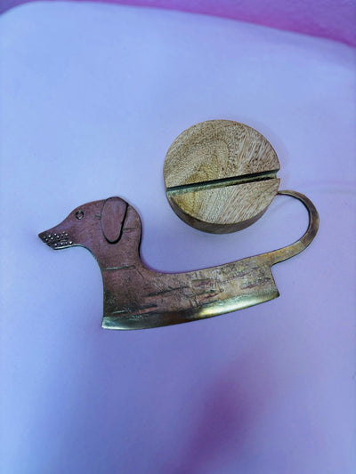 Rustic Dog-Shaped Cheese Knife with Mango Wood Stand