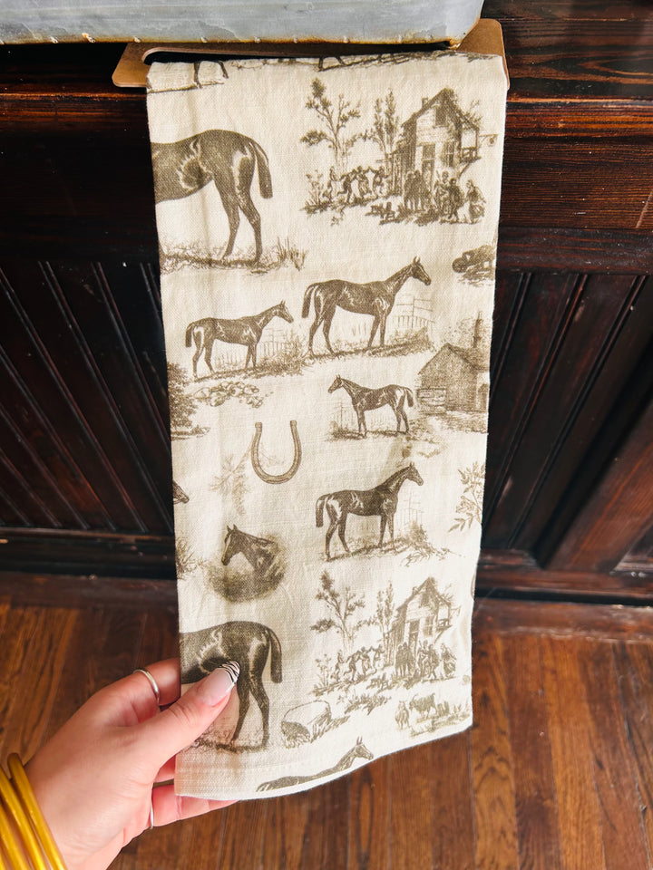 Horse Toile Kitchen Towel