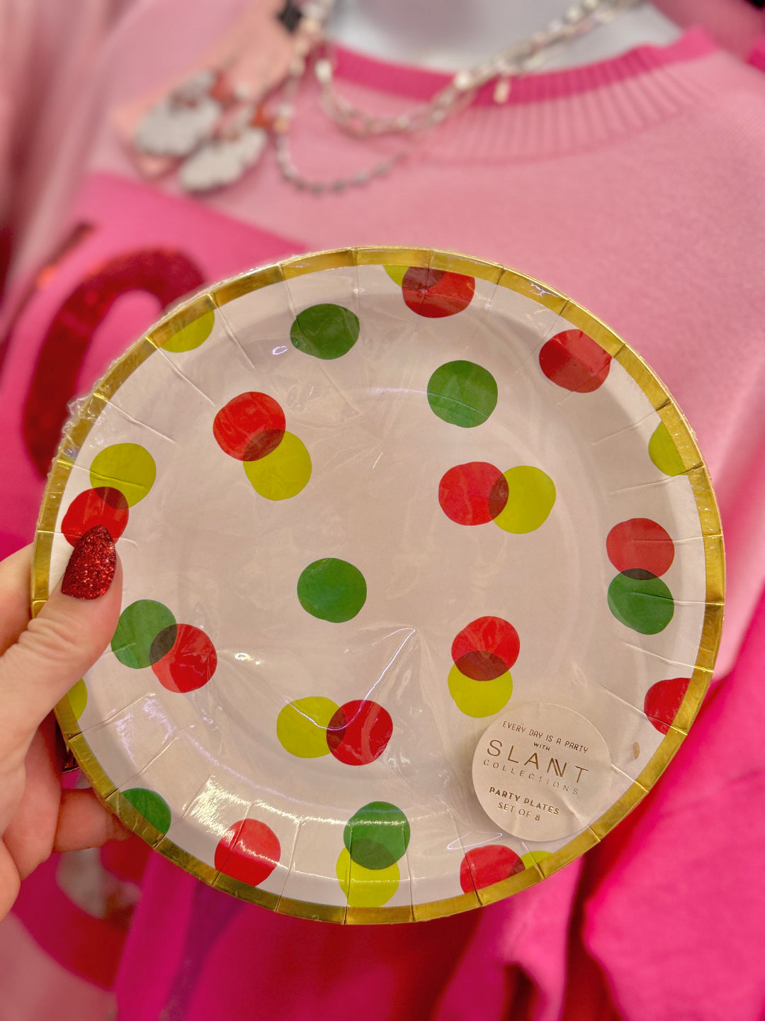 Christmas Polka-Dot Paper Plate