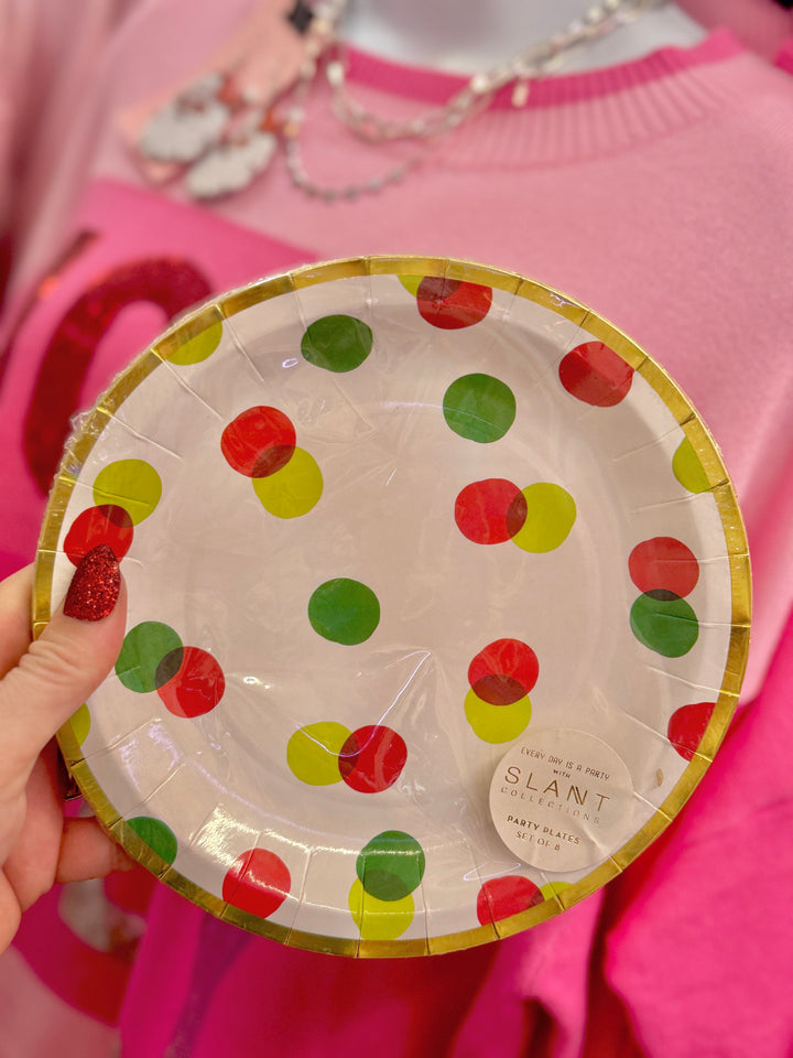 Christmas Polka-Dot Paper Plate