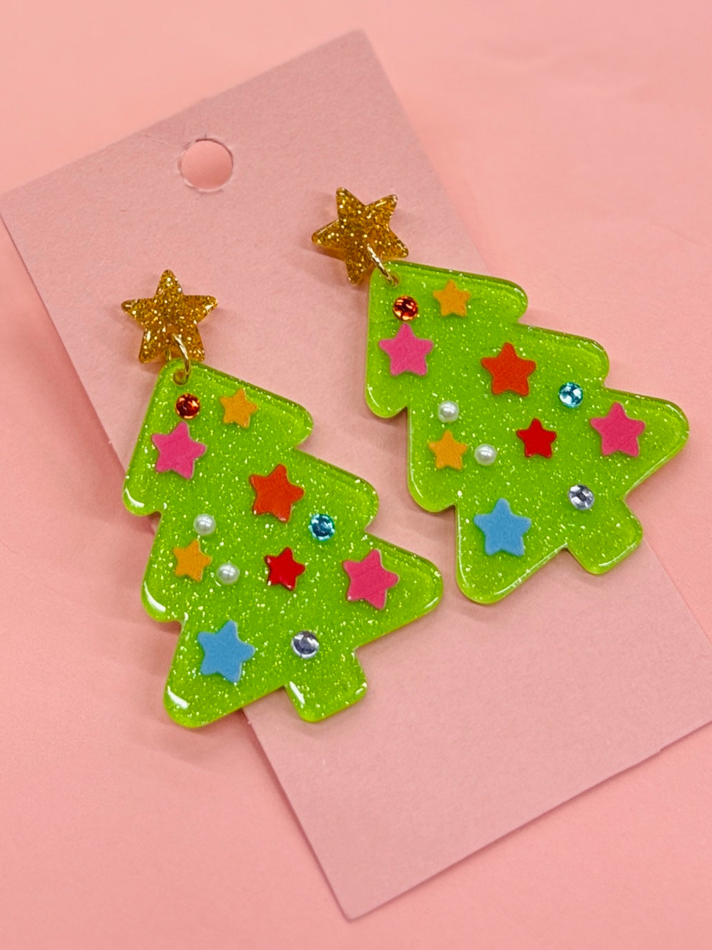 Acrylic Christmas Tree Earrings
