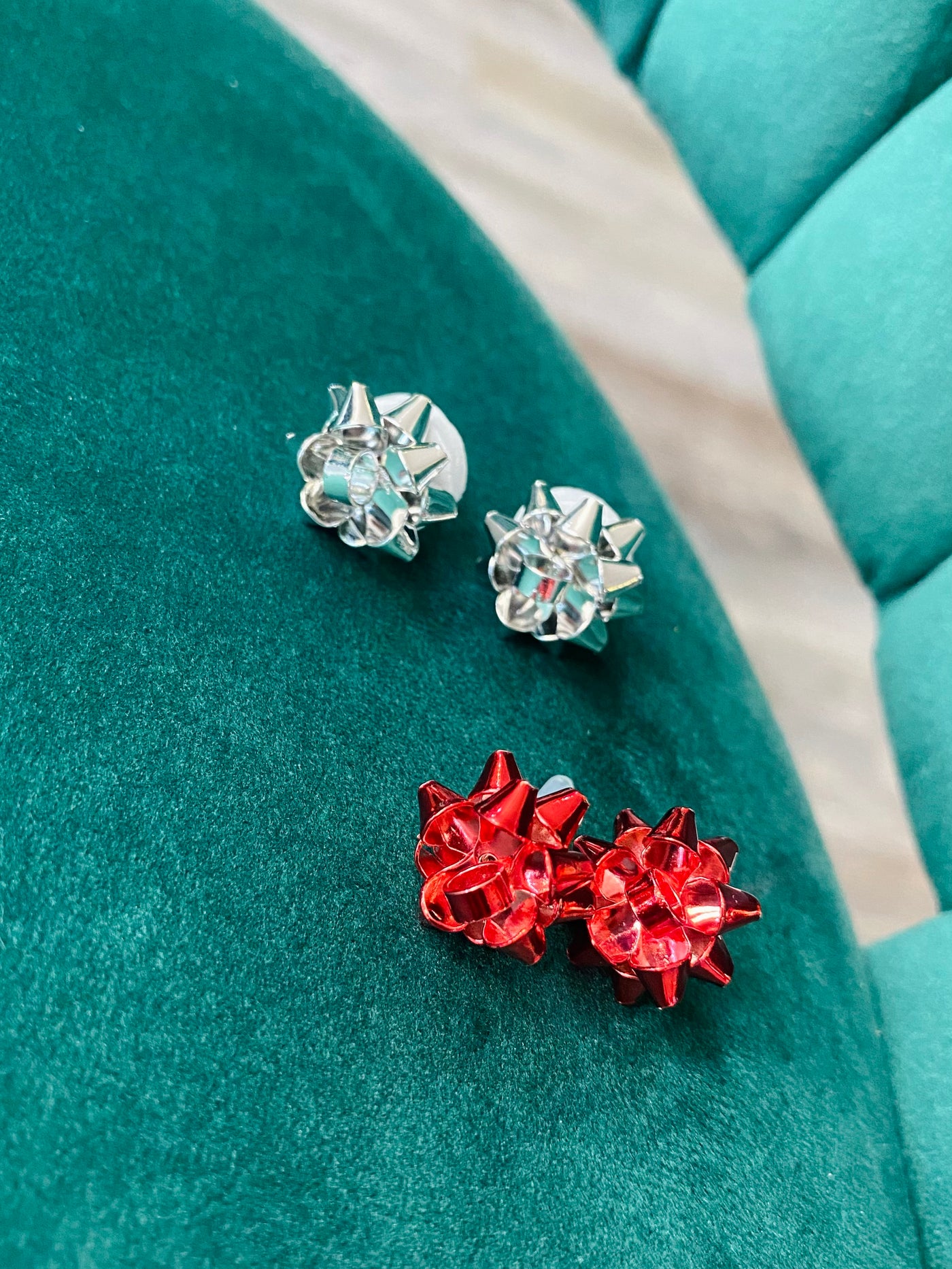 Christmas Bow Metal Stud Earrings