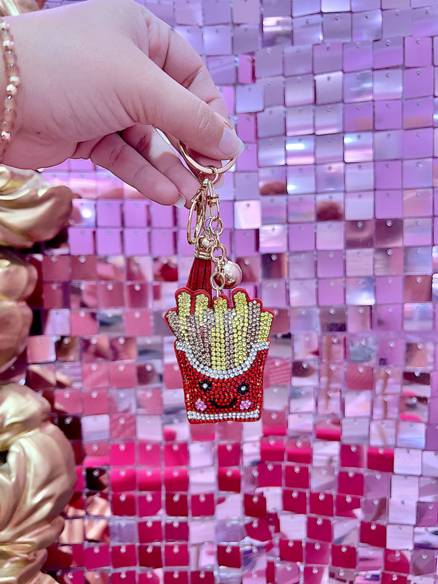 French Fry Bedazzled Keychain